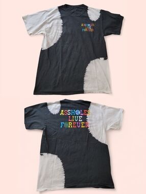 Linda Finegold Assholes*s Live Forever Tie-Dye Tee Shirt Graphic Mens XL